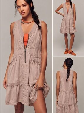 Anthropologie Daily Practice Trek Utility Mini Dress Blush Pink Size M
